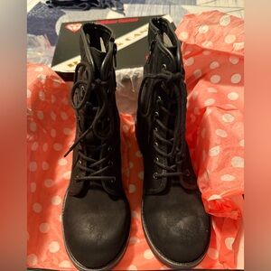 Rock & Candy by Zigi Hurley Faux Suede Ankle Lace-up Boots Black 8